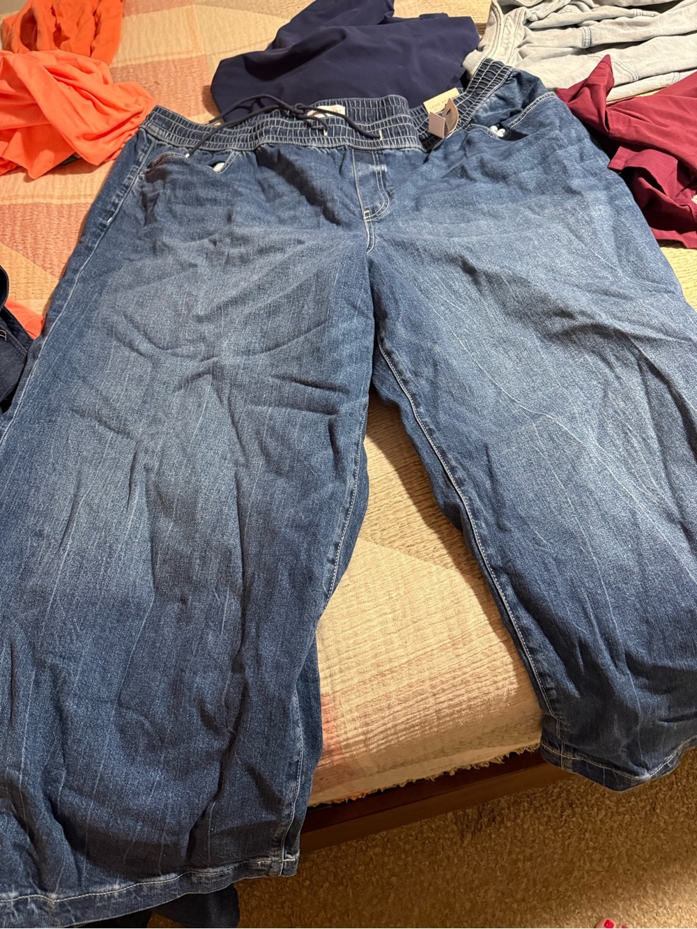 NEW Lane Bryant Dark Blue Wide-Leg Denim Jeans with Elastic Waist orig $89